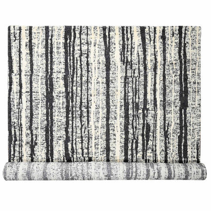 Modern and Contemporary Wool Hand Knotted Rug Black No Border 12.0X14.9 -O084446