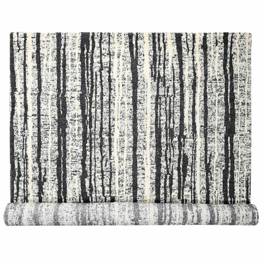 Modern and Contemporary Wool Hand Knotted Rug Black No Border 12.0X14.9 -O084446