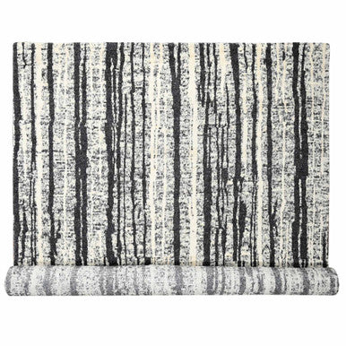 Modern and Contemporary Wool Hand Knotted Rug Black No Border 12.0X14.9 -O084446