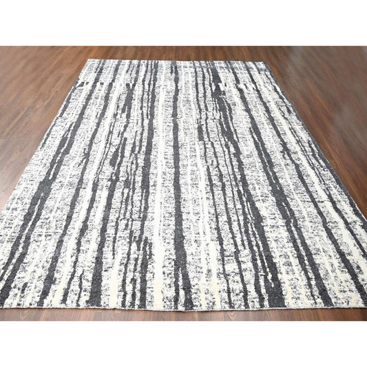 Modern and Contemporary Wool Hand Knotted Rug Black No Border 12.0X14.9 -O084446