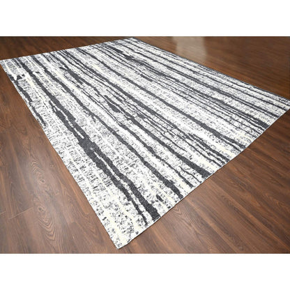 Modern and Contemporary Wool Hand Knotted Rug Black No Border 12.0X14.9 -O084446