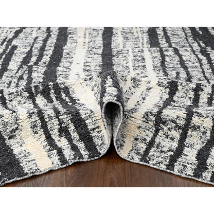 Modern and Contemporary Wool Hand Knotted Rug Black No Border 12.0X14.9 -O084446