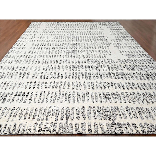 Modern and Contemporary Wool Hand Knotted Rug Ivory No Border 12.1X17.9 -O084449