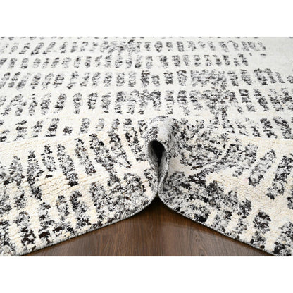 Modern and Contemporary Wool Hand Knotted Rug Ivory No Border 12.1X17.9 -O084449