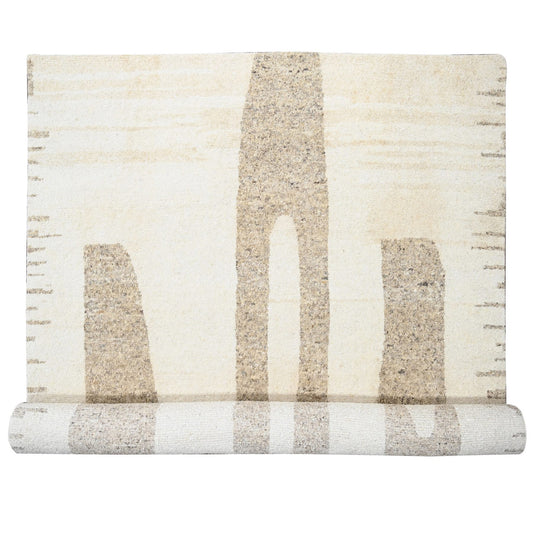 Modern and Contemporary Wool Hand Knotted Rug Brown No Border 12.0X17.7 -O084451