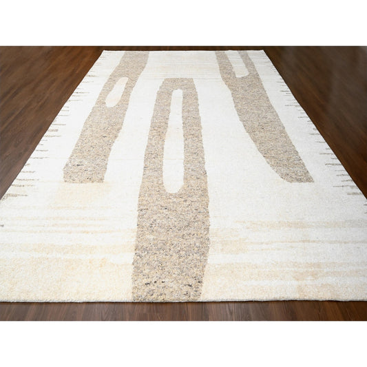 Modern and Contemporary Wool Hand Knotted Rug Brown No Border 12.0X17.7 -O084451