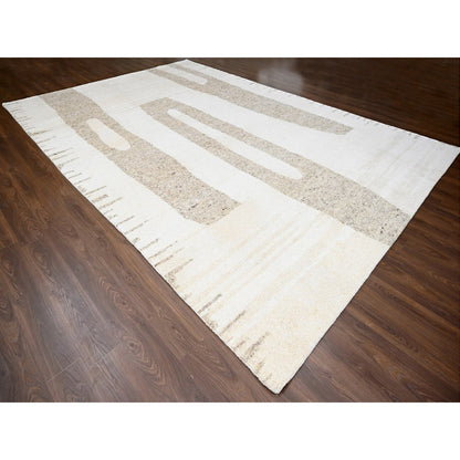 Modern and Contemporary Wool Hand Knotted Rug Brown No Border 12.0X17.7 -O084451