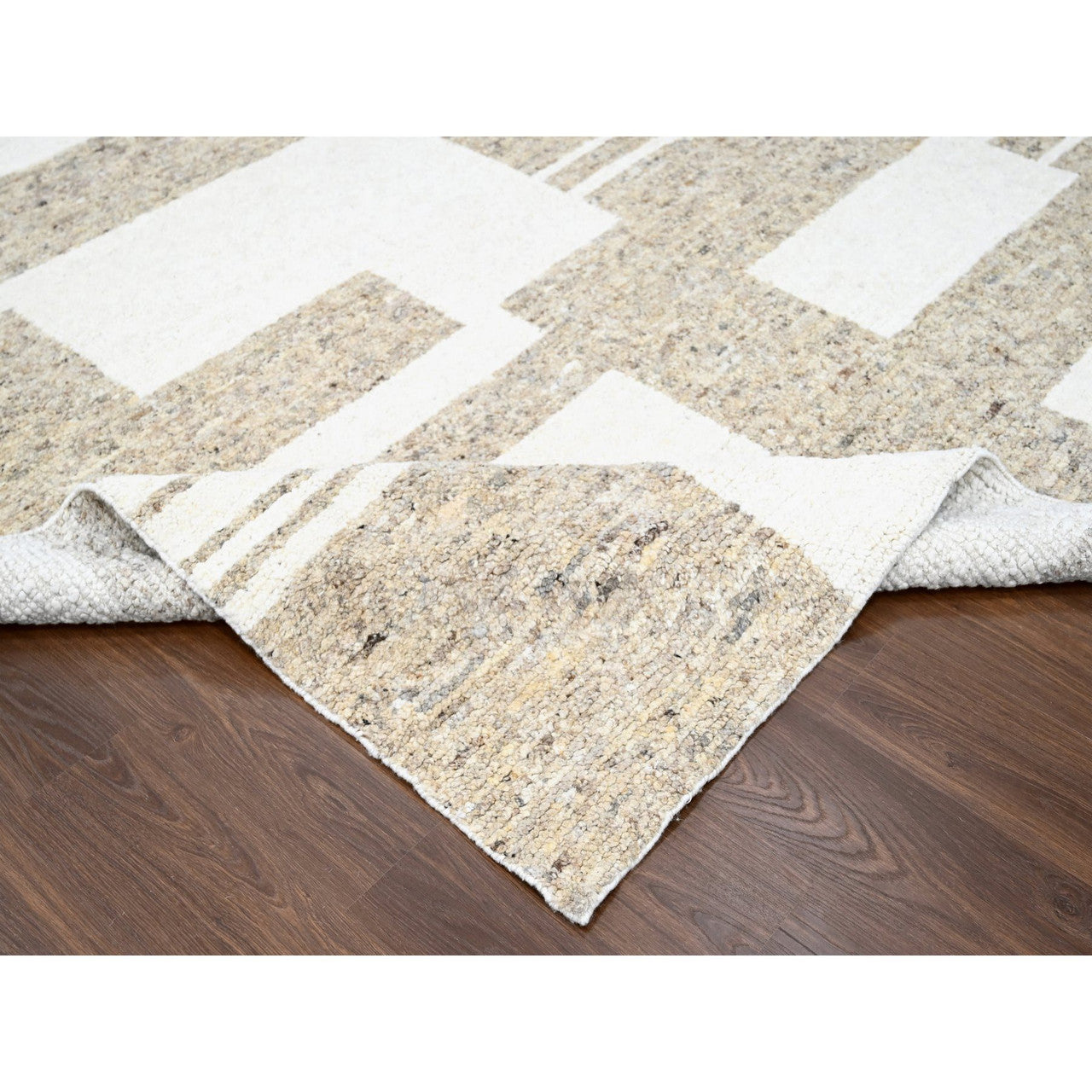 Brown 12'1" x 17'10" Modern and Contemporary Hand knotted Wool Rug - Sku: O084453