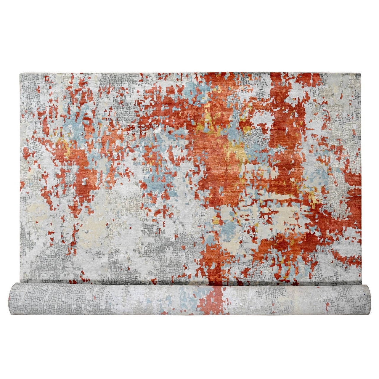 Gray 13'9" x 17'9" Modern and Contemporary Hand knotted Wool/Silk Rug - Sku: O084455