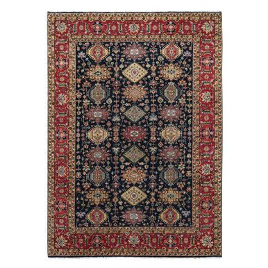 Heriz Wool Hand Knotted Rug Black Turkey Red 9.0X11.11 -O084457