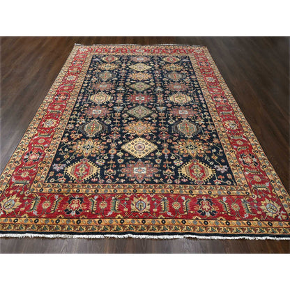 Heriz Wool Hand Knotted Rug Black Turkey Red 9.0X11.11 -O084457