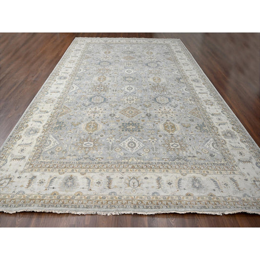 Heriz Wool Hand Knotted Rug Grey Lexicon White 12.2X17.11 -O084459