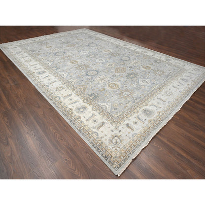 Heriz Wool Hand Knotted Rug Grey Lexicon White 12.2X17.11 -O084459