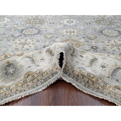 Heriz Wool Hand Knotted Rug Grey Lexicon White 12.2X17.11 -O084459