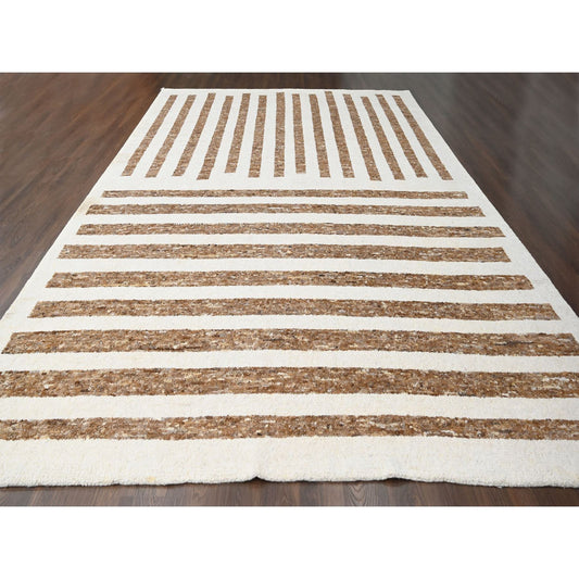 Modern and Contemporary Wool Hand Knotted Rug Brown No Border 12.1X17.9 -O084462