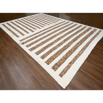Modern and Contemporary Wool Hand Knotted Rug Brown No Border 12.1X17.9 -O084462