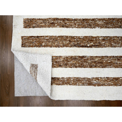 Modern and Contemporary Wool Hand Knotted Rug Brown No Border 12.1X17.9 -O084462