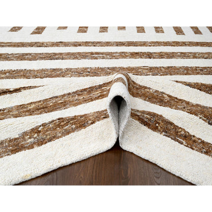 Modern and Contemporary Wool Hand Knotted Rug Brown No Border 12.1X17.9 -O084462