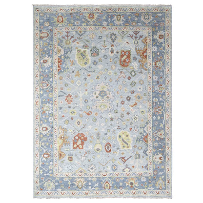 Oushak And Peshawar Wool Hand Knotted Rug Blue Marengo Blue 9.1X11.10 -O084477