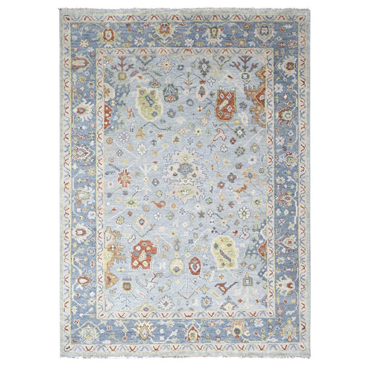 Oushak And Peshawar Wool Hand Knotted Rug Blue Marengo Blue 9.1X11.10 -O084477