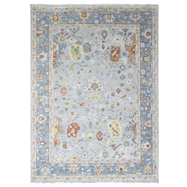Oushak And Peshawar Wool Hand Knotted Rug Blue Marengo Blue 9.1X11.10 -O084477