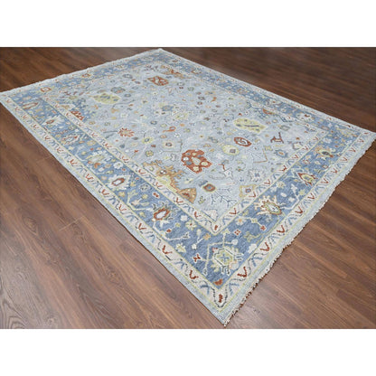 Oushak And Peshawar Wool Hand Knotted Rug Blue Marengo Blue 9.1X11.10 -O084477