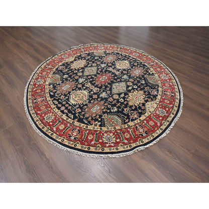 Heriz Wool Hand Knotted Rug Black Rust Red 8.2X8.2 -O084486
