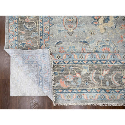 Oushak And Peshawar Wool Hand Knotted Rug Grey Camouflage Gray 12.0X17.9 -O084491