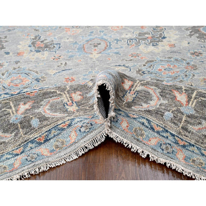Oushak And Peshawar Wool Hand Knotted Rug Grey Camouflage Gray 12.0X17.9 -O084491