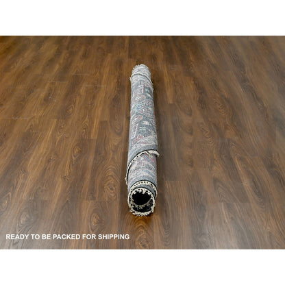 Heriz Wool Hand Knotted Rug Black Shadow White 8.0X8.0 -O084492