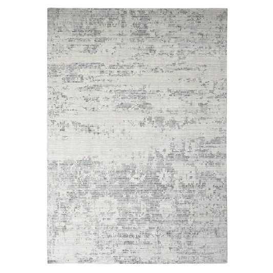 Modern and Contemporary Wool Hand Knotted Rug Ivory No Border 8.11X11.11 -O084499