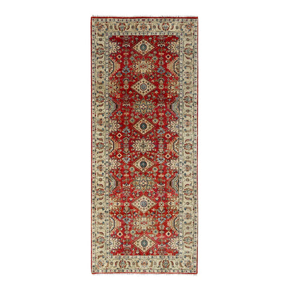 Heriz Wool Hand Knotted Rug Red Gold 4.1X9.10 -O084500