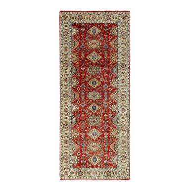 Heriz Wool Hand Knotted Rug Red Gold 4.1X9.10 -O084500