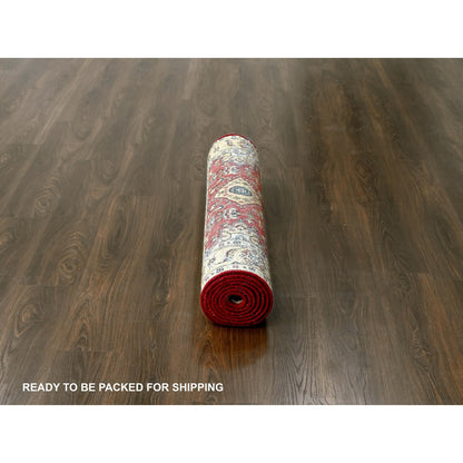 Heriz Wool Hand Knotted Rug Red Gold 4.1X9.10 -O084500