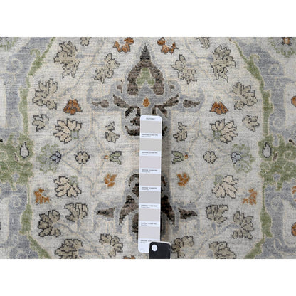 Oushak And Peshawar Wool Hand Knotted Rug Grey Oxford Gray 5.0X5.0 -O084504