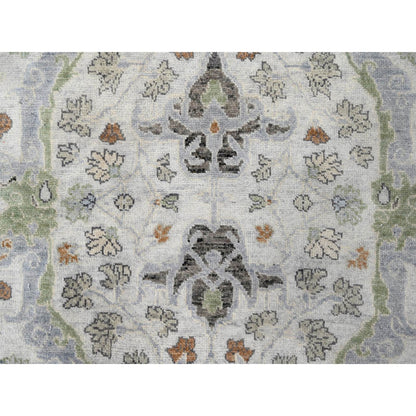 Oushak And Peshawar Wool Hand Knotted Rug Grey Oxford Gray 5.0X5.0 -O084504