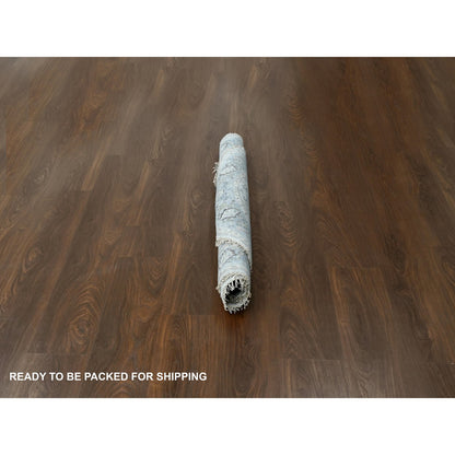 Oushak And Peshawar Wool Hand Knotted Rug Grey Oxford Gray 5.0X5.0 -O084504