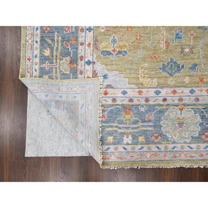 Oushak And Peshawar Wool Hand Knotted Rug Yellow Beau Blue  12.1X17.9 -O084511