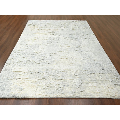 Modern and Contemporary Wool Hand Knotted Rug Ivory No Border 9.0X11.8 -O084514