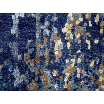 Modern and Contemporary Wool & Silk Hand Knotted Rug Blue No Border 4.0X5.11 -O084515