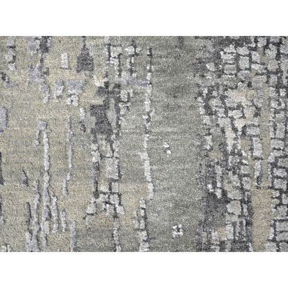 Modern and Contemporary Wool & Silk Hand Knotted Rug Grey No Border 2.7X9.10 -O084516