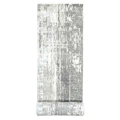 Modern and Contemporary Wool & Silk Hand Knotted Rug Grey No Border 2.9X19.9 -O084517