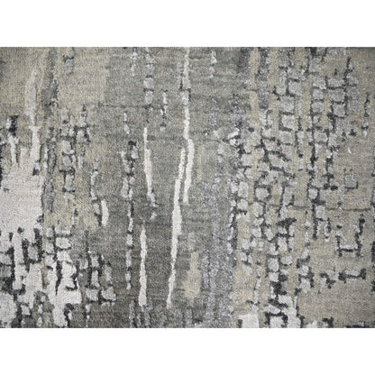 Modern and Contemporary Wool & Silk Hand Knotted Rug Grey No Border 2.9X19.9 -O084517