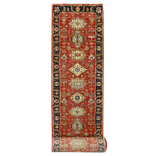 Heriz Wool Hand Knotted Rug Red Pastel Black 2.7X19.10 -O084518