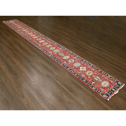 Heriz Wool Hand Knotted Rug Red Pastel Black 2.7X19.10 -O084518