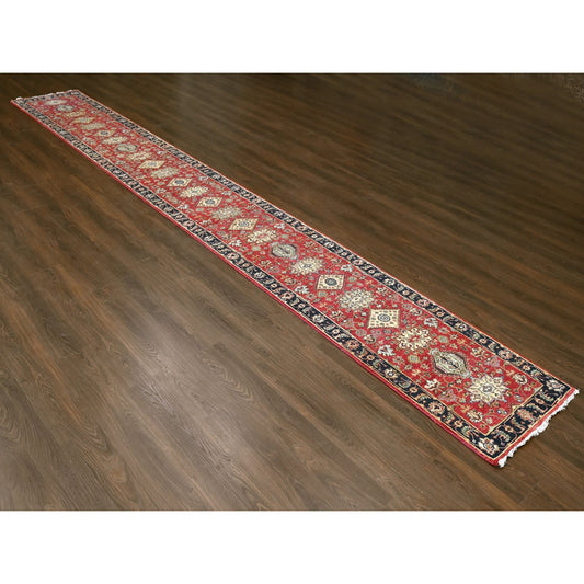 Heriz Wool Hand Knotted Rug Red Pastel Black 2.7X19.10 -O084518