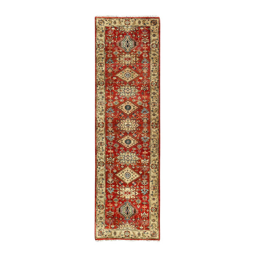 Heriz Wool Hand Knotted Rug Red Gold 2.8X9.11 -O084519