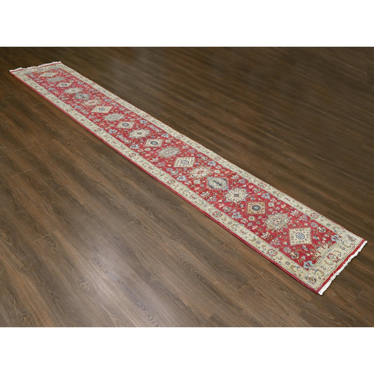 Heriz Wool Hand Knotted Rug Red Gold 2.9X15.10 -O084520