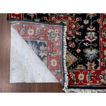Heriz Wool Hand Knotted Rug Black Prismatic Red 2.9X11.10 -O084522