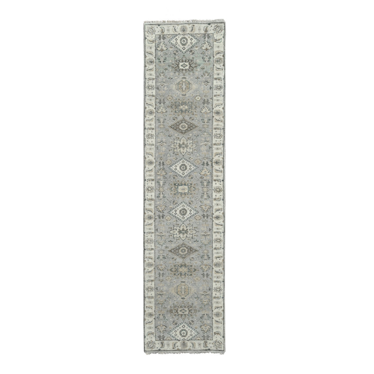 Gray 2'7" x 11'10" Heriz Dove Hand knotted Wool Rug - Sku: O084523